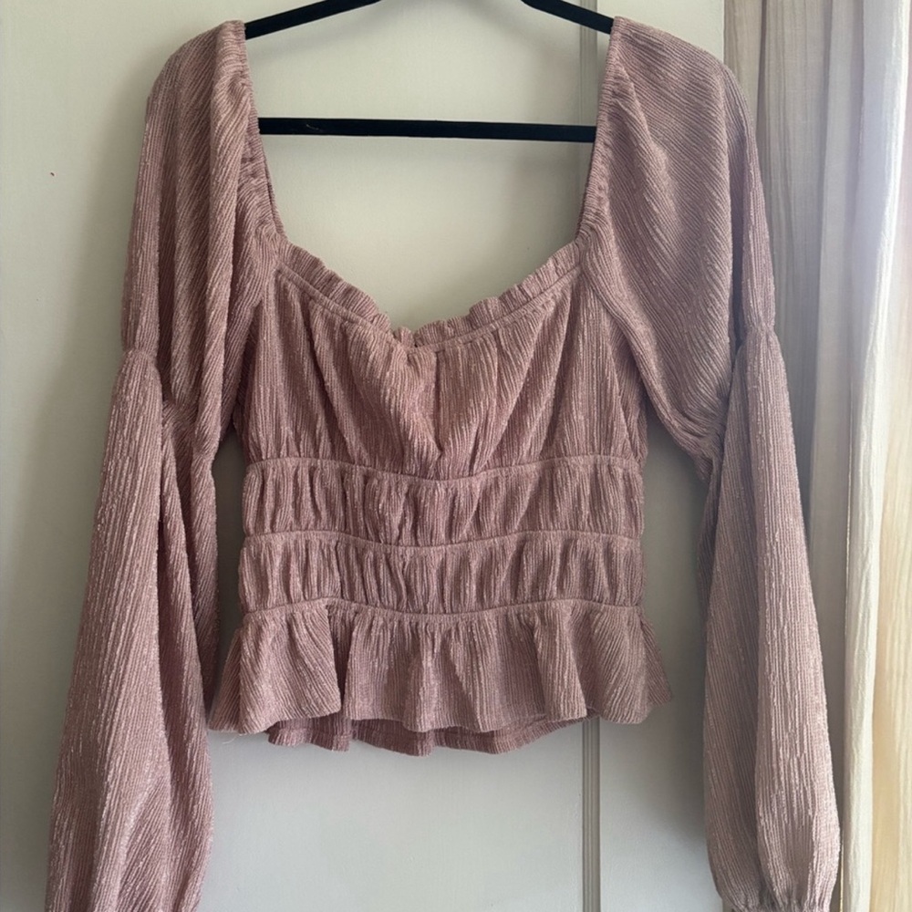 Astr Dusty Pink Long Sleeve Blouse